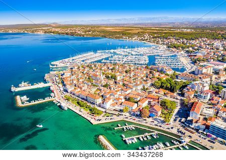 Croatia, Town Of Biograd, Panoramic View Of Marina And Historic Town Center, Adriatic Seascape