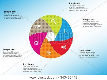 Round Infographic Template With Hexagonal Separation To Six Parts