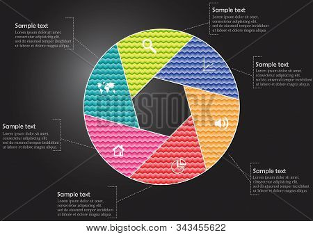 Round Infographic Template With Hexagonal Separation To Six Parts