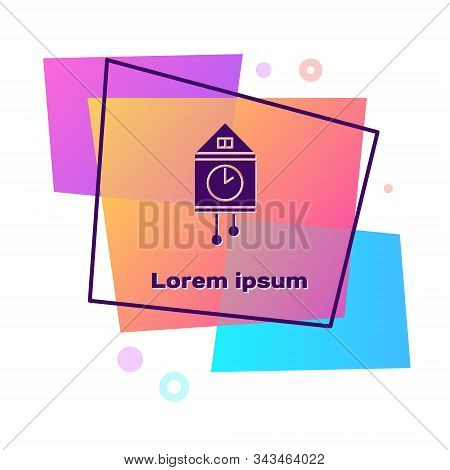 Purple Retro Wall Watch Icon Isolated On White Background. Cuckoo Clock Sign. Antique Pendulum Clock
