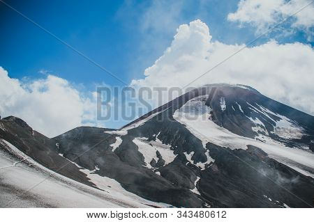 Natural Landscape: The Road To The Top Of The Avachinsky Volcano In Kamchatka In The Far East Of Rus