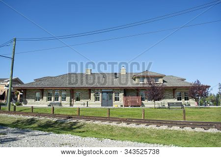 Vintage Train Station For Passenger Or Trolley Trains