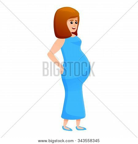 Pregnant Woman Holding Back Icon. Cartoon Of Pregnant Woman Holding Back Vector Icon For Web Design 