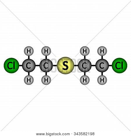 Mustard Gas Molecule Icon On White Background. Vector Illustration.