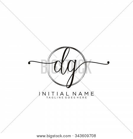 Dg Initial Handwriting Logo With Circle Template Vector.