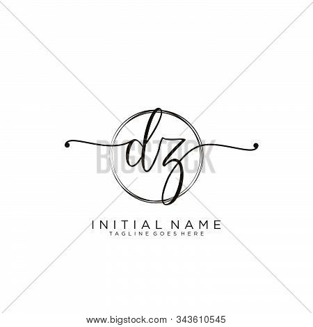 Dz Initial Handwriting Logo With Circle Template Vector.