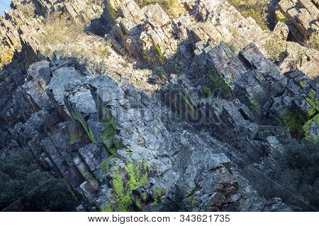 Ordovician Quartzite Formation. Boqueron De Estena Hiking Route At National Park Of Cabaneros, Spain