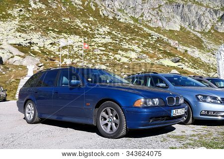 Saint Gotthard Pass, Switzerland - September 13, 2019: Luxury Estate Car Bmw 5-series (e39) At The B