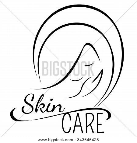 Skin Care Icon Witn Smiling Woman Face And Hand