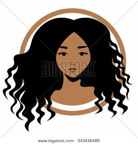 Icon Or Logo Design - Afro-american Woman With Wavy Black Hair