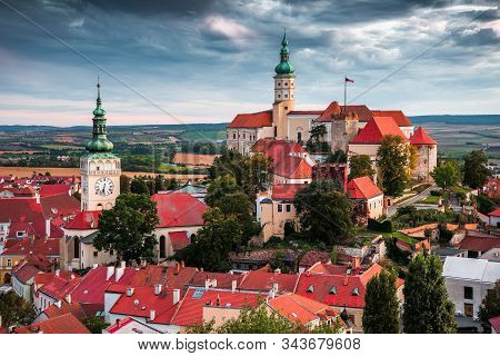 Castle In Mikulov, South Moravia, Czech Republic As Seen From Goat Tower (kozi Hradek)