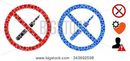 No Scalpel Mosaic Of Round Dots In Variable Sizes And Color Hues, Based On No Scalpel Icon. Vector R