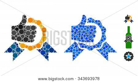 Excellent Composition Of Round Dots In Various Sizes And Color Tints, Based On Excellent Icon. Vecto