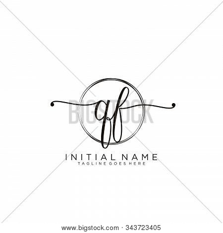 Qf Initial Handwriting Logo With Circle Template Vector.