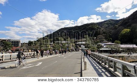 Kyoto, Japan - Mar 11 2016 : Arashiyama District. Arashiyama Is A Nationally Designated Historic Sit