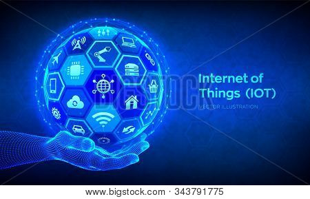 Iot. Internet Of Things Concept. Everything Connectivity Device Concept Network, And Business With I