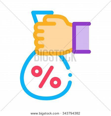 Hand Giving Percent Icon Vector. Outline Hand Giving Percent Sign. Isolated Contour Symbol Illustrat