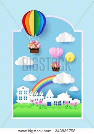 Colorful Air Balloon In The Sky, Vectordesign