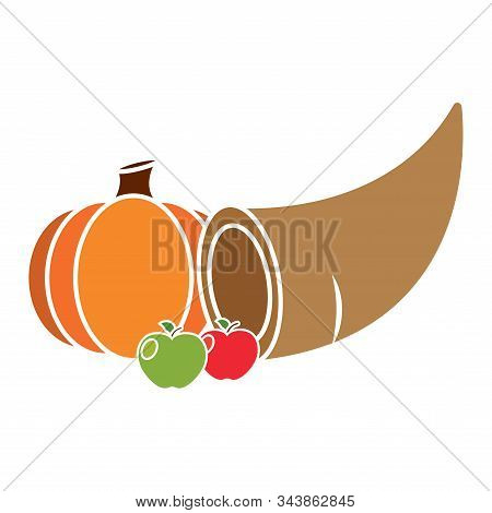 Thanksgivig Horn With Fruits - Vector Illustration Design
