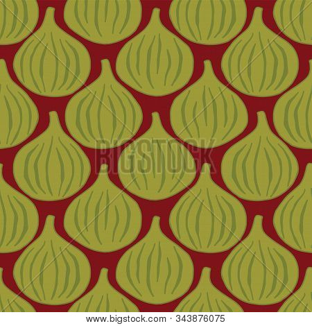 Vector Repeat Seamless Pattern With Sweet Figs. Can Be Used For Holiday Giftwrap, Fabric, Wallpaper,