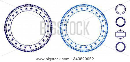 Starred Round Frame Composition Of Circle Elements In Variable Sizes And Color Tinges, Based On Star