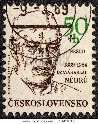 Czechoslovakia - Circa 1989: A Stamp Printed In Czechoslovakia Issued For The 100th Birth Anniversar