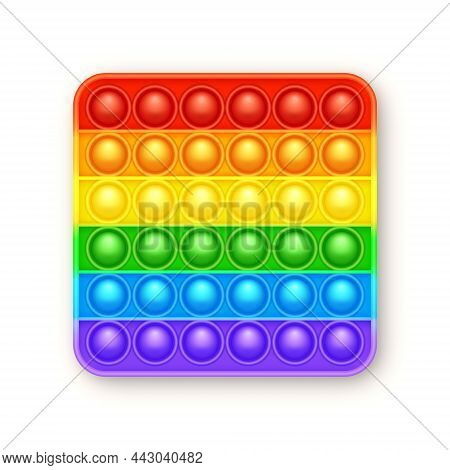 Colorful Silicone Anti-stress Pop It Toy Isolated On White Background. Trendy Sensory Game For Child