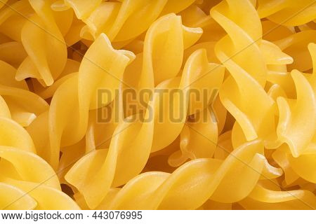 Detailed And Large Close Up Shot Of Spirelli Noodles.