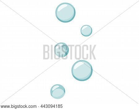 Water Drops Vector Background, Round Transparent Blue Balls Isolated On White Falling From Top To Bo