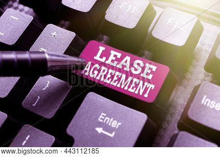 Conceptual Caption Lease Agreement. Business Showcase Contract On The Terms To One Party Agrees Rent