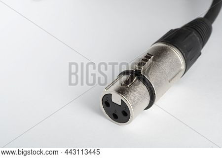 Xlr Female Audio Connector For Microphone On White Background