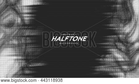 Abstract Vector Torn Monochrome Halftone Background. Scrathed Dotted Texture Element.