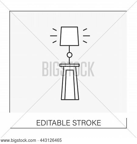 Decor Line Icon. Beautiful Lamp In The Living Room. Design Element. Room Decoration. Furniture Conce