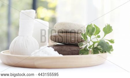 Herbs Ingredients In Bamboo Basket For Override The Salt Pot Compress,thai Herbal For Health Massage