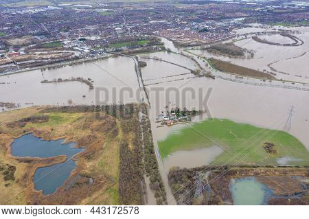 Aerial Drone Photo Of The Town Of Allerton Bywater Near Castleford In Leeds West Yorkshire Showing T