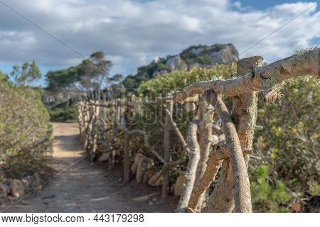 Rural Path Made With Wood And In A Sustainable Way, To Access The Famous Beach Of The Island Of Mall