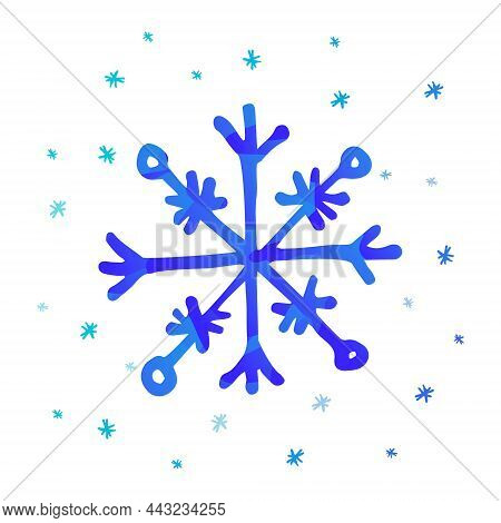 An Imagen With Painted Blue Textured Snowflake