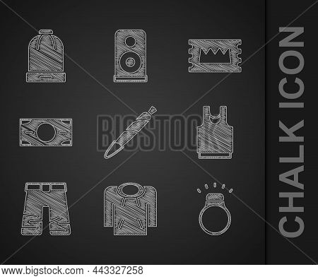Set Marijuana Joint, Spliff, Hoodie, Diamond Ring, Undershirt, Wide Pants, Stacks Paper Money Cash, 