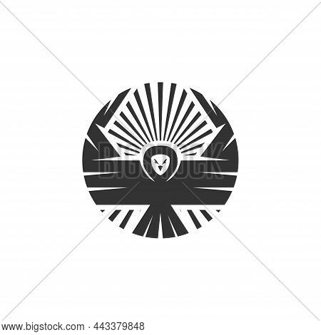 Owl Flaying Sun Shine Icon Template Isolated