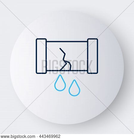 Line Broken Oil Pipe With Valve Icon Isolated On White Background. Colorful Outline Concept. Vector