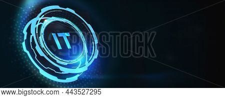 It Consultant Presenting Tag Cloud About Information Technology. 3d Illustration