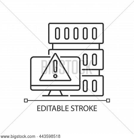 Dos Attack Linear Icon. Denial Of Service. Disruption Of Computer And Server. Thin Line Customizable