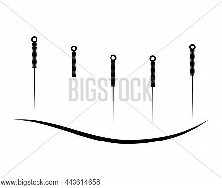 Acupuncture Logo Template. Chinese Needles On Back Alternative Medicine And Treatment Logotype. Medi
