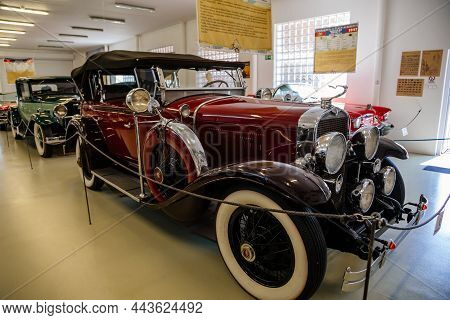 Luzna, Czech Republic, 31 July 2021:  Vintage Old Historic Cars Displayed At Classic Automobile Muse