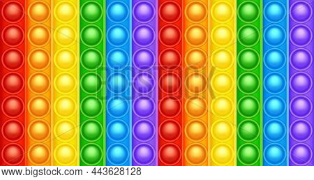 Colorful Silicone Anti-stress Pop It Toy Texture, Pattern. Trendy Sensory Game For Children. Rainbow