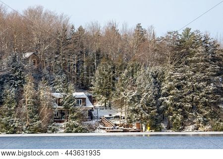 Nice Installation On The Edge Of A Frozen Lake In December In Quebec, Canada