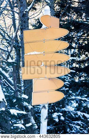 In Winter, There Are Many Pointers On The Post In The Form Of Arrows. Place For Text