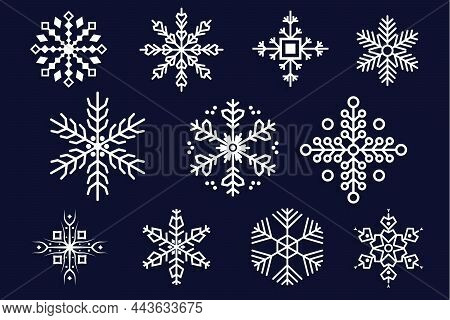 Snowflakes Doodle Hand Drawn For Christmas Design.