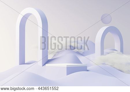 3d Render Of Beauty Podium With Very Peri Color Of The Year 2022 Design For Product Presentation And