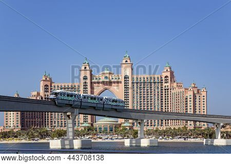 Uae, Dubai, November, 2021: View To Famous World Class Atlantis Palm Luxury 5 Stars Hotel And Monora